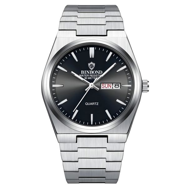 ساعت مچی عقربهای کوارتز مردانه بین باند مدل کلاسیک دی دیت بند استیل کد B6