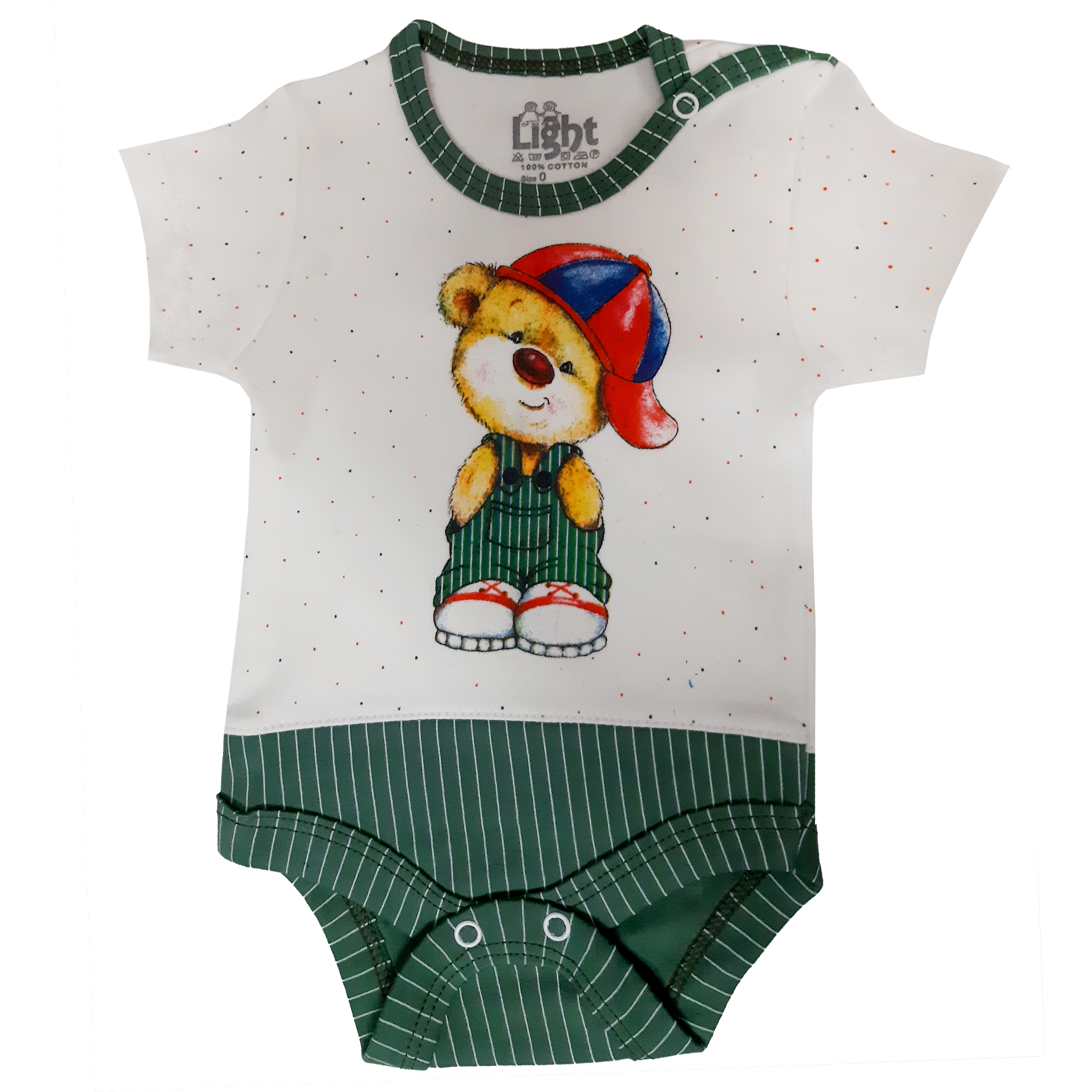 بادی آستین کوتاه نوزادی لایت طرح خرسی مدل 263