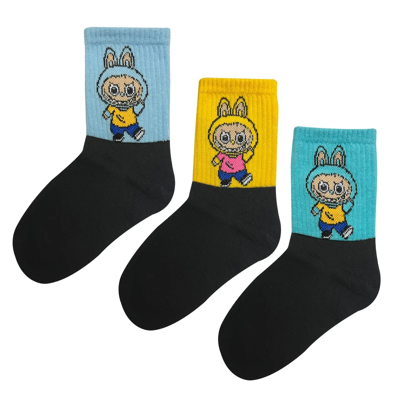 جوراب ساق بلند دخترانه تن پوش هنگامه مدل پنبه کش اسپرت لبوبو مجموعه 3 عددی