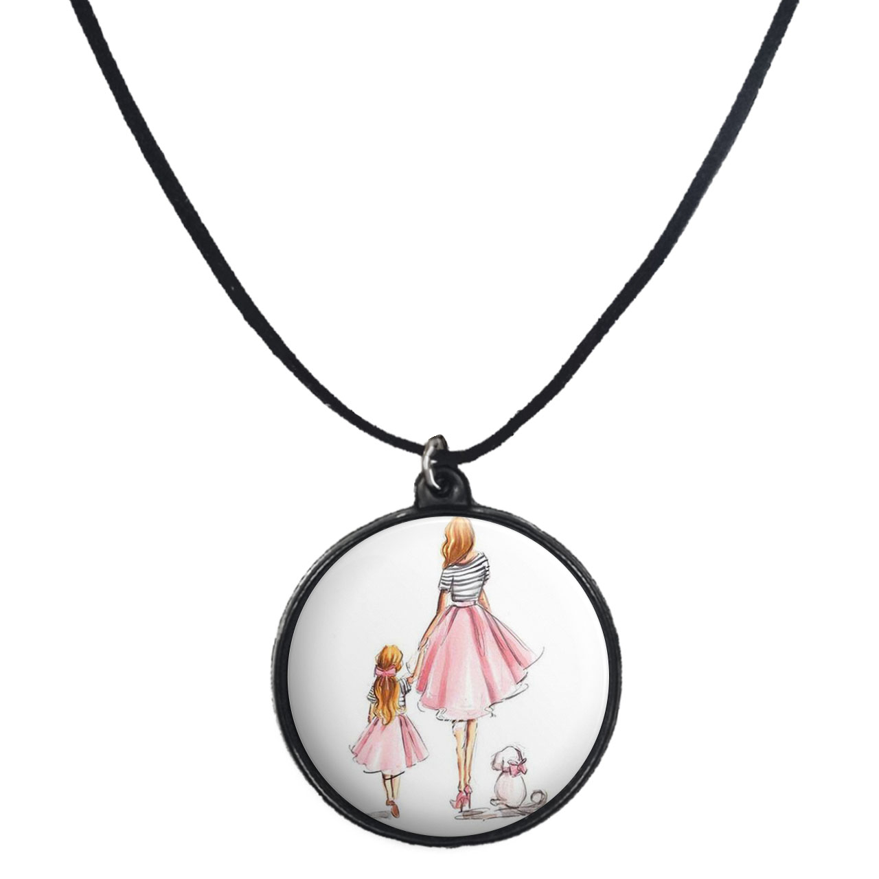 گردنبند پرمانه طرح دخترونه کد pmb.4607 مدل دو طرفه