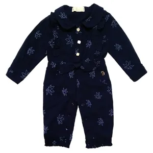 سرهمی نوزادی طرح برگ کد M535 رنگ سرمه ای