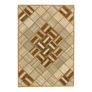 کلاژ فرش و گلیم دستبافت یک و نیم متری مدل تکه دوزی کد 538630