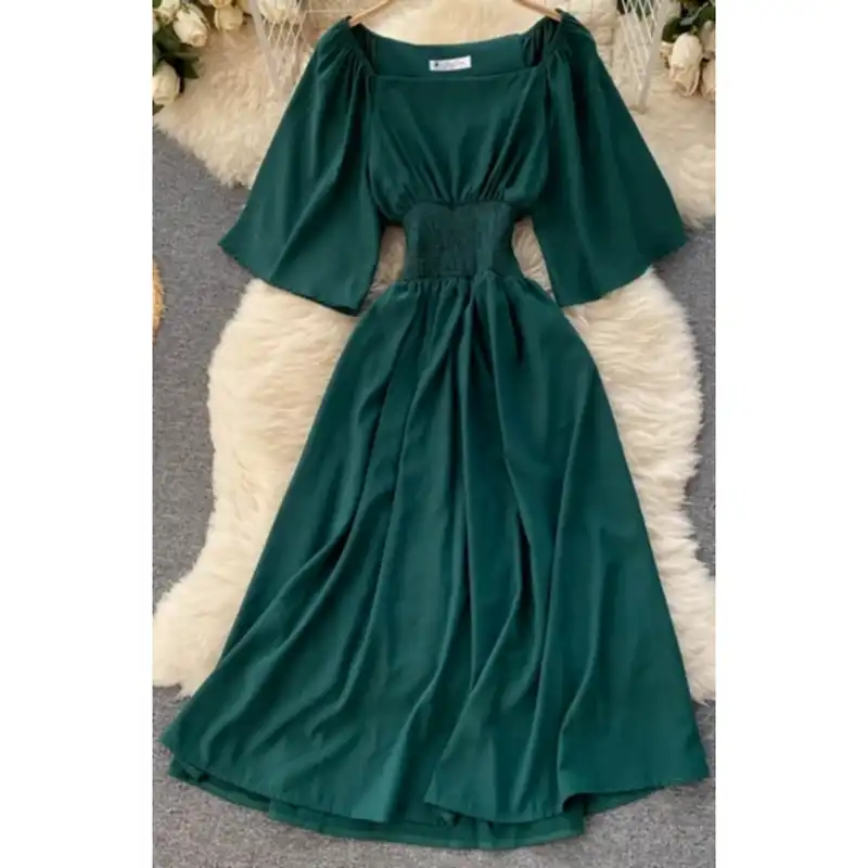 پیراهن زنانه مدل دلربا رنگ سبز لجنی