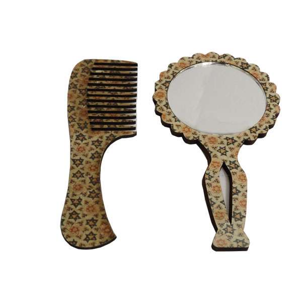 ست شانه مو و آینه آرایشی مدل اسلیمی ستاره کد 3