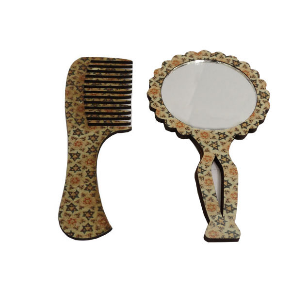 ست شانه مو و آینه آرایشی مدل اسلیمی ستاره کد 3