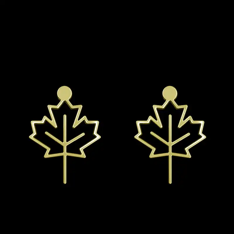 گوشواره طلا 18 عیار زنانه مدوپد مدل برگ کد GA1-16015