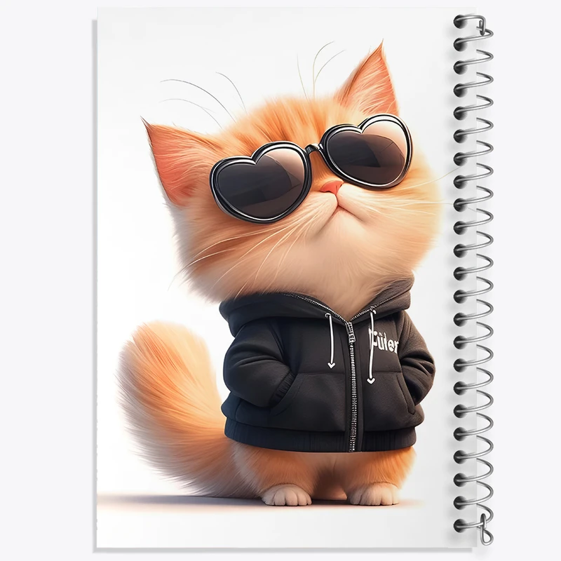 دفتر ژورنال نویسی 50 برگ خندالو مدل نقطه ای طرح گربه کیوت کد N4516