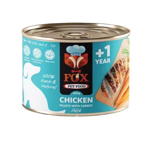 کنسرو فاکس پت فود مدل فیله مرغ و هویج کد P1018 وزن 500 گرم