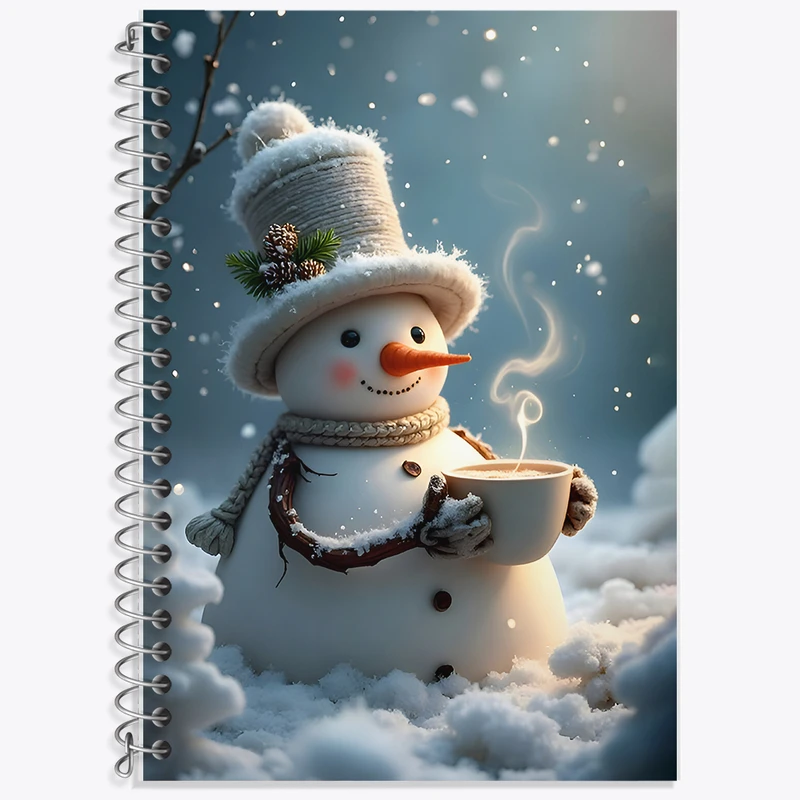 دفتر زبان 50 برگ خندالو مدل دو خط طرح آدم برفی بامزه کد F7115