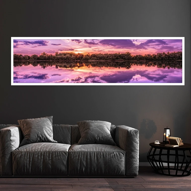 تابلو بکلیت طرح منظره جنگل و غروب مدل کشیده W-7746