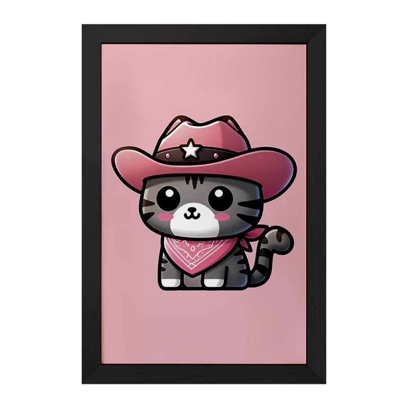 تابلو خندالو مدل گربه کابوی کد F7748