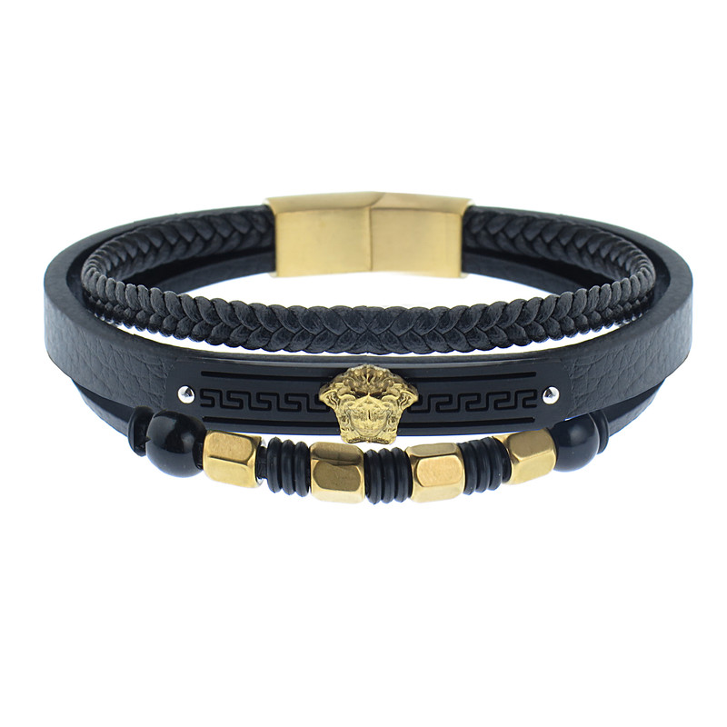 دستبند مردانه مدل چرم اسپرت مدل شیر سه ردیفه کد 5897564 دستبند مردانه مدل چرم اسپرت مدل شیر سه ردیفه کد 5897564
