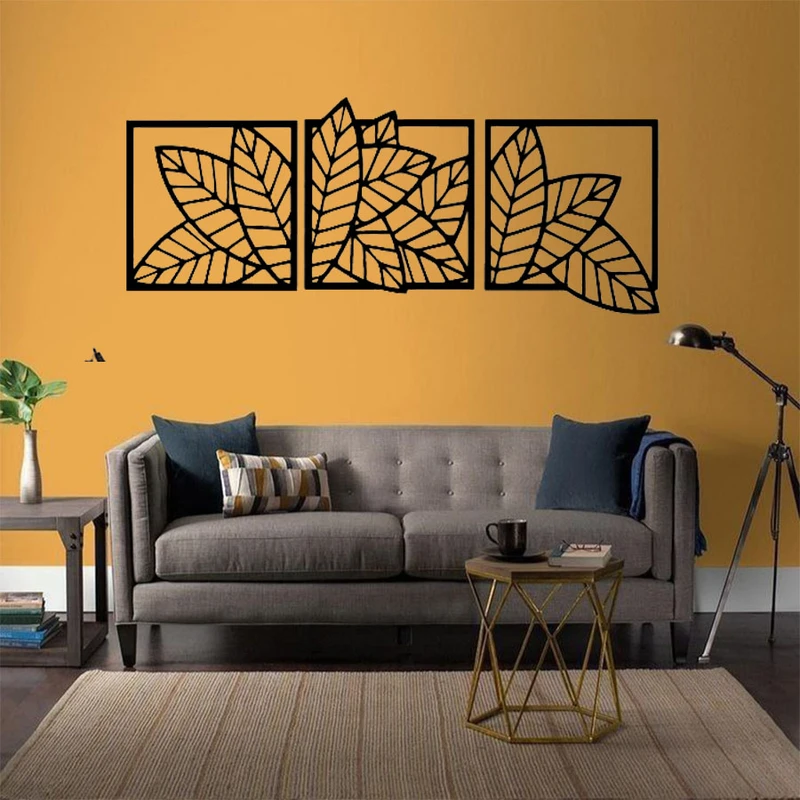 استیکر مدل چوبی طرح برگ کد S25 مجموعه 3 عددی