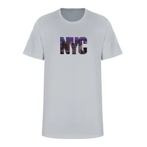 تی شرت آستین کوتاه زنانه مدل نیویورک کد L273 رنگ طوسی