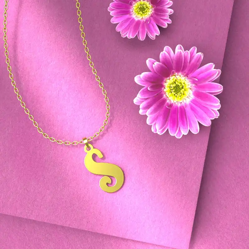 گردنبند طلا 18 عیار زنانه مدوپد مدل حرف S کد H3-1-1045