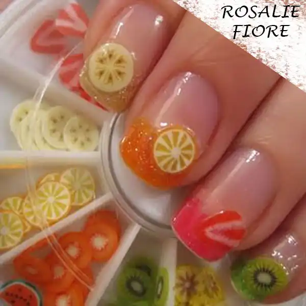 تزیین ناخن رزالی فیوره مدل قلبی و ایموجی و میوه مجموعه 3 عددی