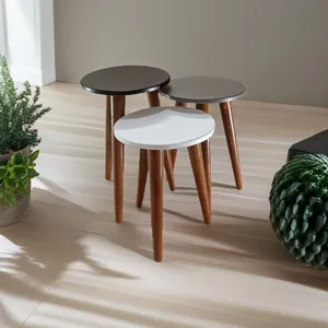  میز عسلی گرد مدل لیون 323 کد 16مجموعه سه عددی