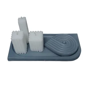  ست 5 تکه جاعودی سنگی مدل شیاردار کد T14 به همراه شمع 