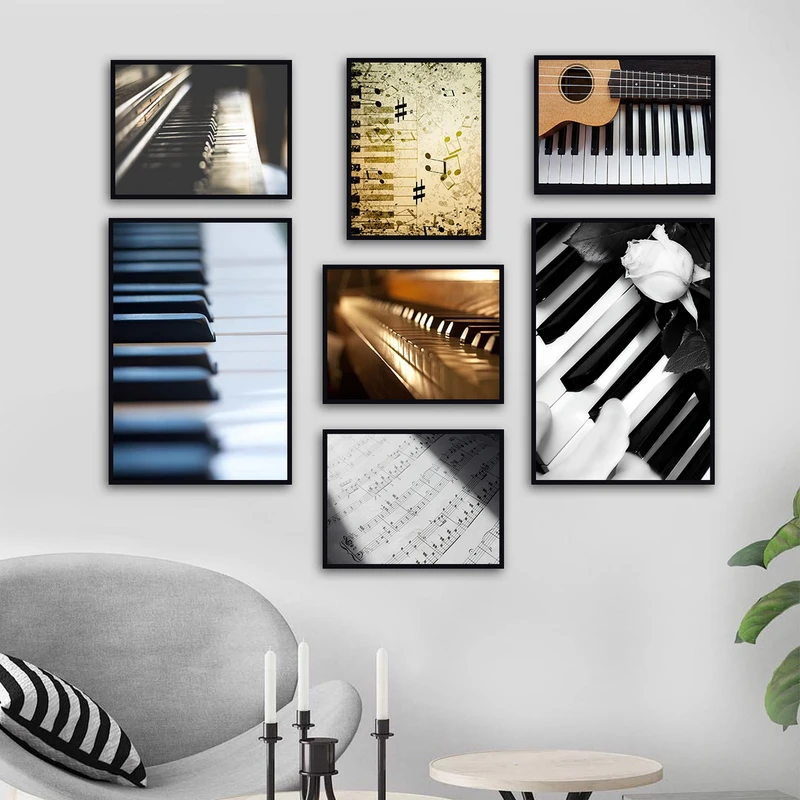 تابلو بکلیت طرح نت موسیقی و ساز پیانو مدل B-3063 مجموعه 7 عددی