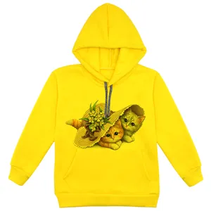 هودی دخترانه مدل دوگربه F92 رنگ زرد