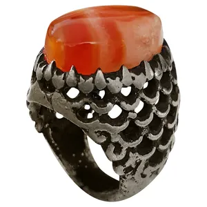 انگشتر نقره مردانه مدل جزع حکیمی یخی یمن JHYY1916