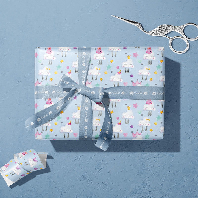 کاغذ کادو صدفی طرح ابری بسته 2 عددی