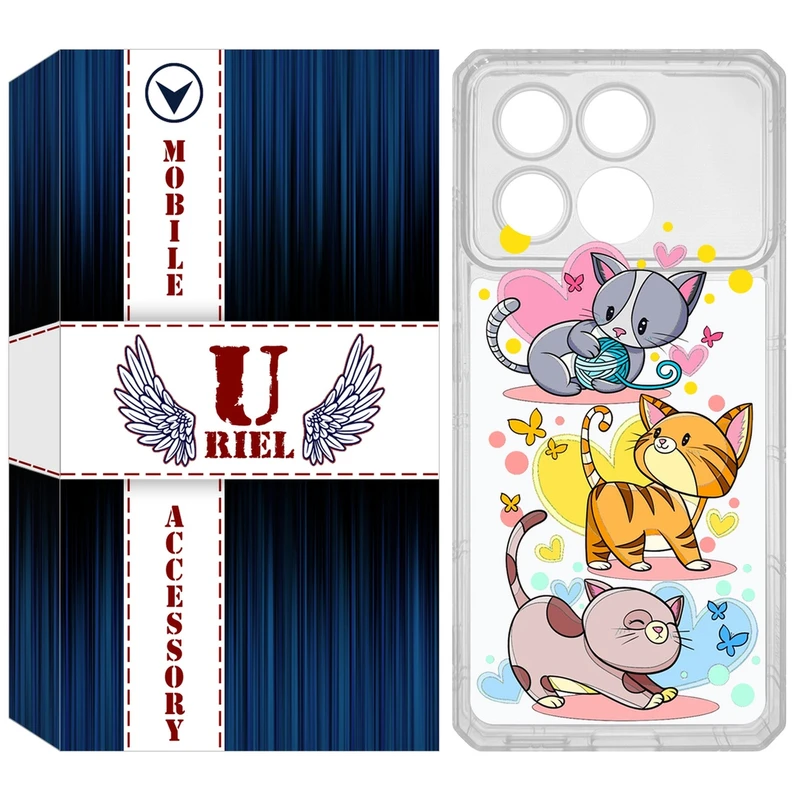 کاور یوریل مدل Clear کد 6 طرح گربه مناسب برای گوشی موبایل شیائومی Poco X6 Pro