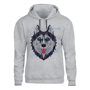 هودی مردانه مدل WOLF  کد 81 رنگ طوسی