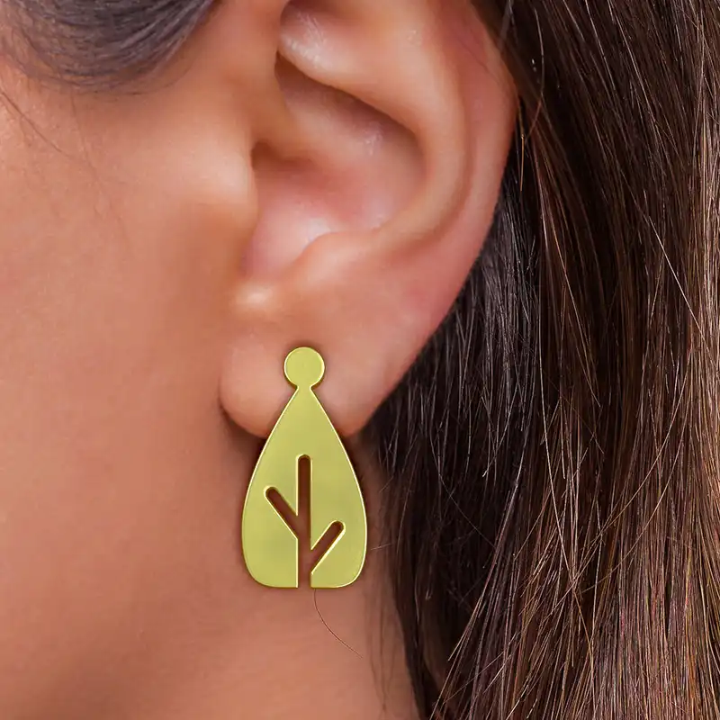 گوشواره طلا 18 عیار زنانه مدوپد مدل برگ کد GA1-15955