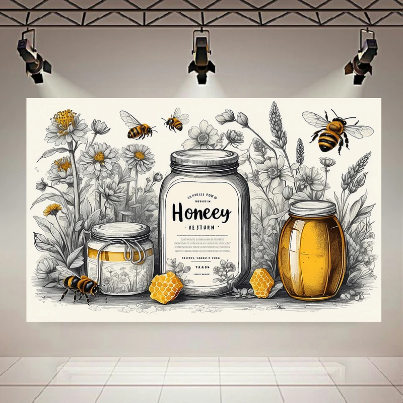 پوستر پارچه ای طرح مخمل زنبور مدل عسل ارگانیگ کد AR305153