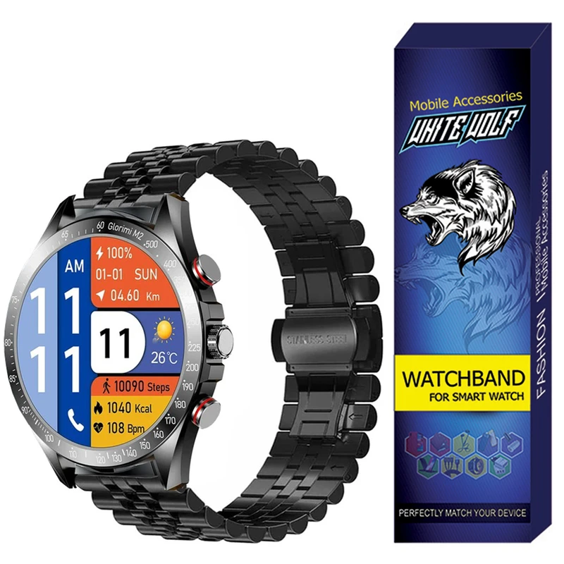 بند وایت ولف مدل WB-5Bead مناسب برای ساعت هوشمند گلوریمی M2 /22MM