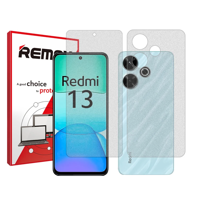 محافظ صفحه نمایش مات ریمکس مدل Resistant‌ مناسب برای گوشی موبایل شیائومی Redmi 13  به همراه محافظ پشت گوشی