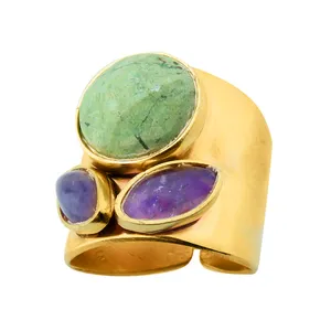 انگشتر زنانه گالری عزیزی مدل چند سنگ کد 14841