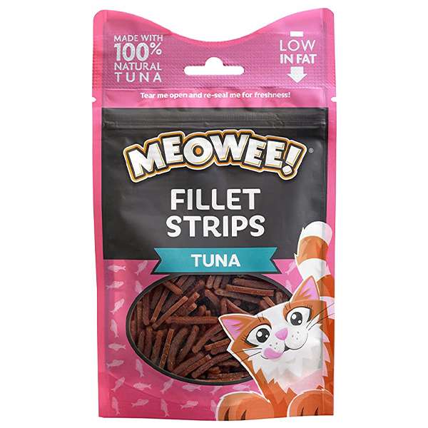 غذای تشویقی گربه میووی مدل fillet strips tuna وزن 35 گرم