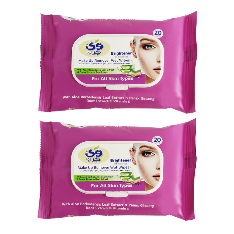 دستمال مرطوب وی کر مدل Ginseng-Aloe Vera دو بسته 20 عددی