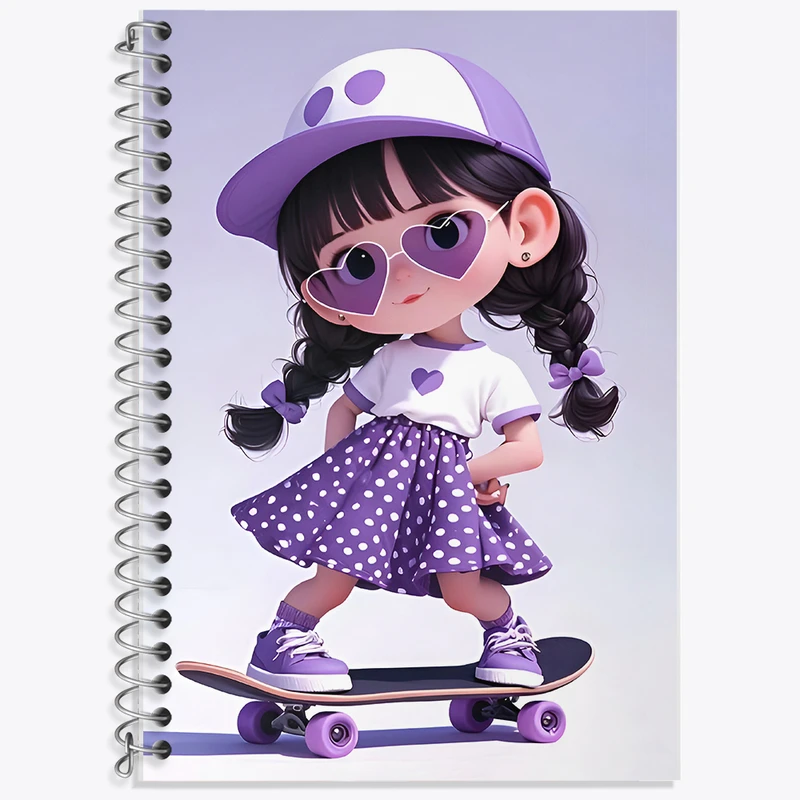 دفتر زبان 50 برگ خندالو مدل سه خط طرح دخترانه کیوت کد F6688