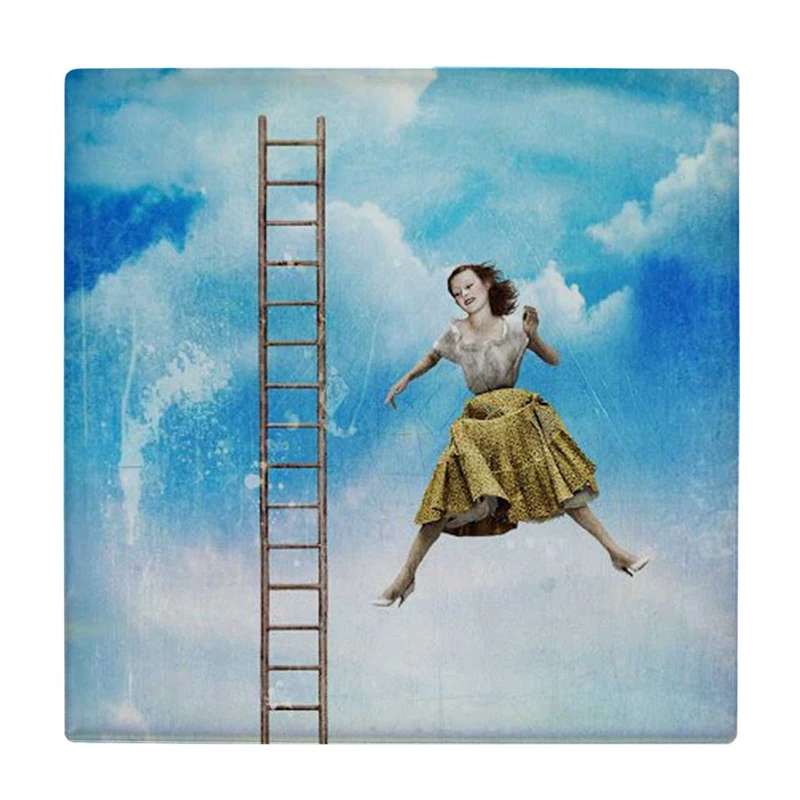   زیر لیوانی  طرح نقاشی دختر و نردبان کد    5881578_4498