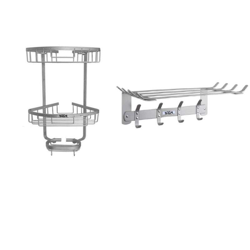 قفسه و آویز حوله آکو بست مدل AK-2028 مجموعه 2 عددی