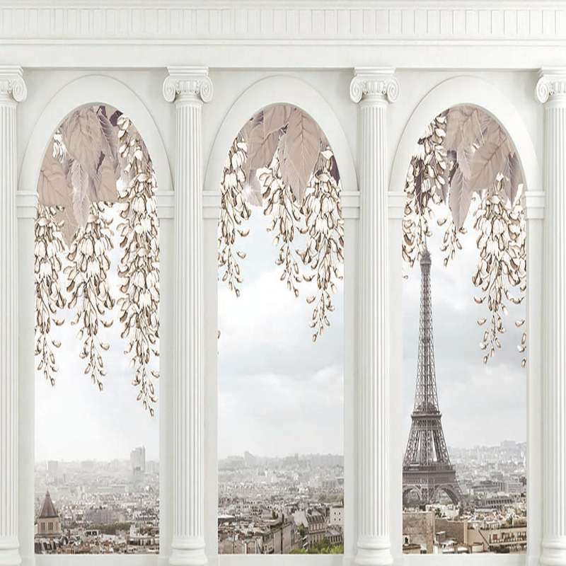 پوستر دیواری سه بعدی مدل منظره شهری ایفل آویز گل DVRF1730