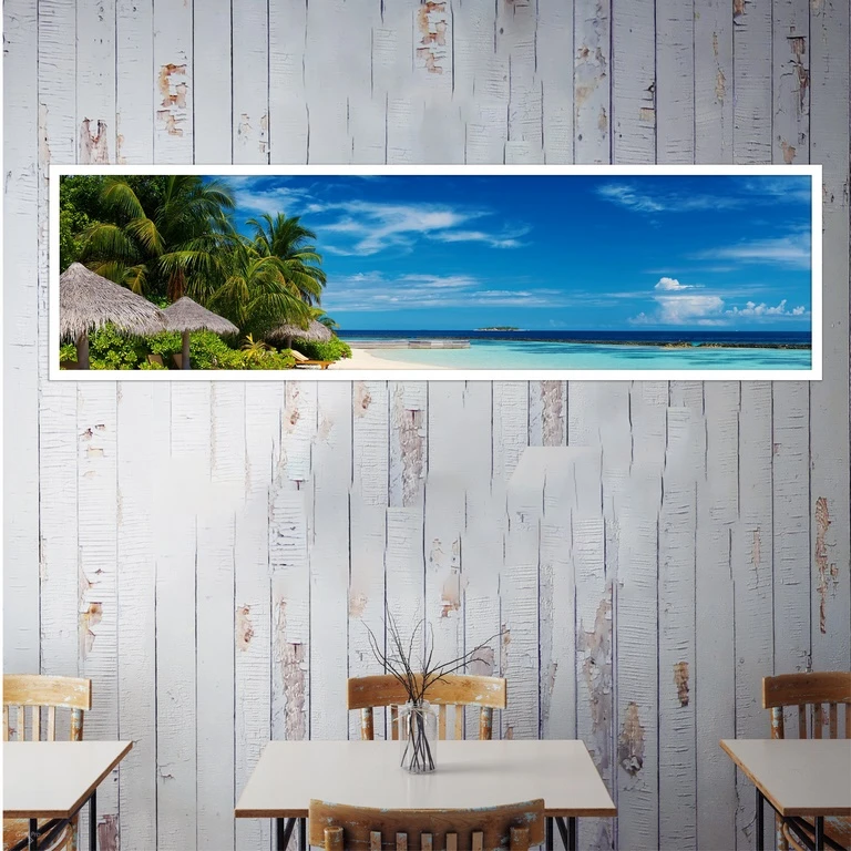 تابلو بکلیت طرح منظره ساحل استوایی مدل W-7538