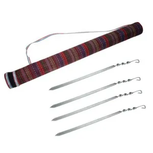 جای سیخ و سیخ جوجه کباب مدل جاجیم بسته 4 عددی