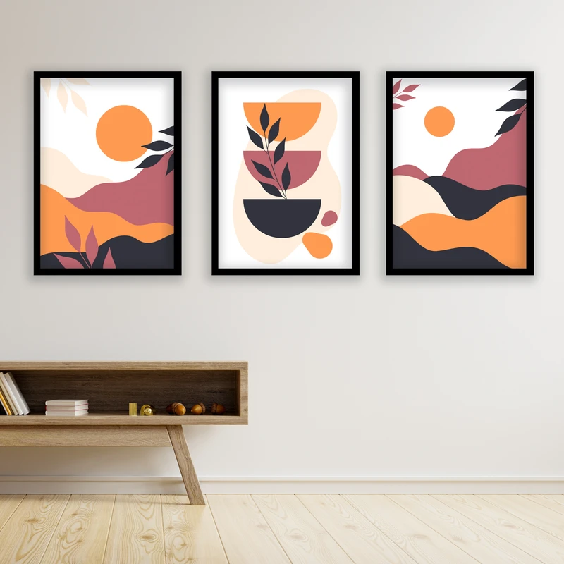 تابلو مدل مینیمال دکوراتیو کد LA-G30147 مجموعه 3 عددی