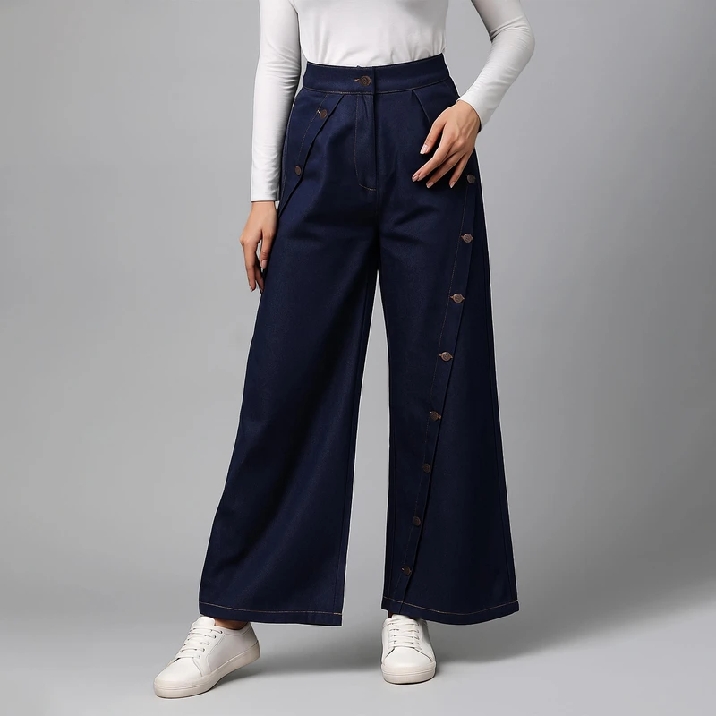 شلوار جین آزاد زنانه گره استایل مدل J322