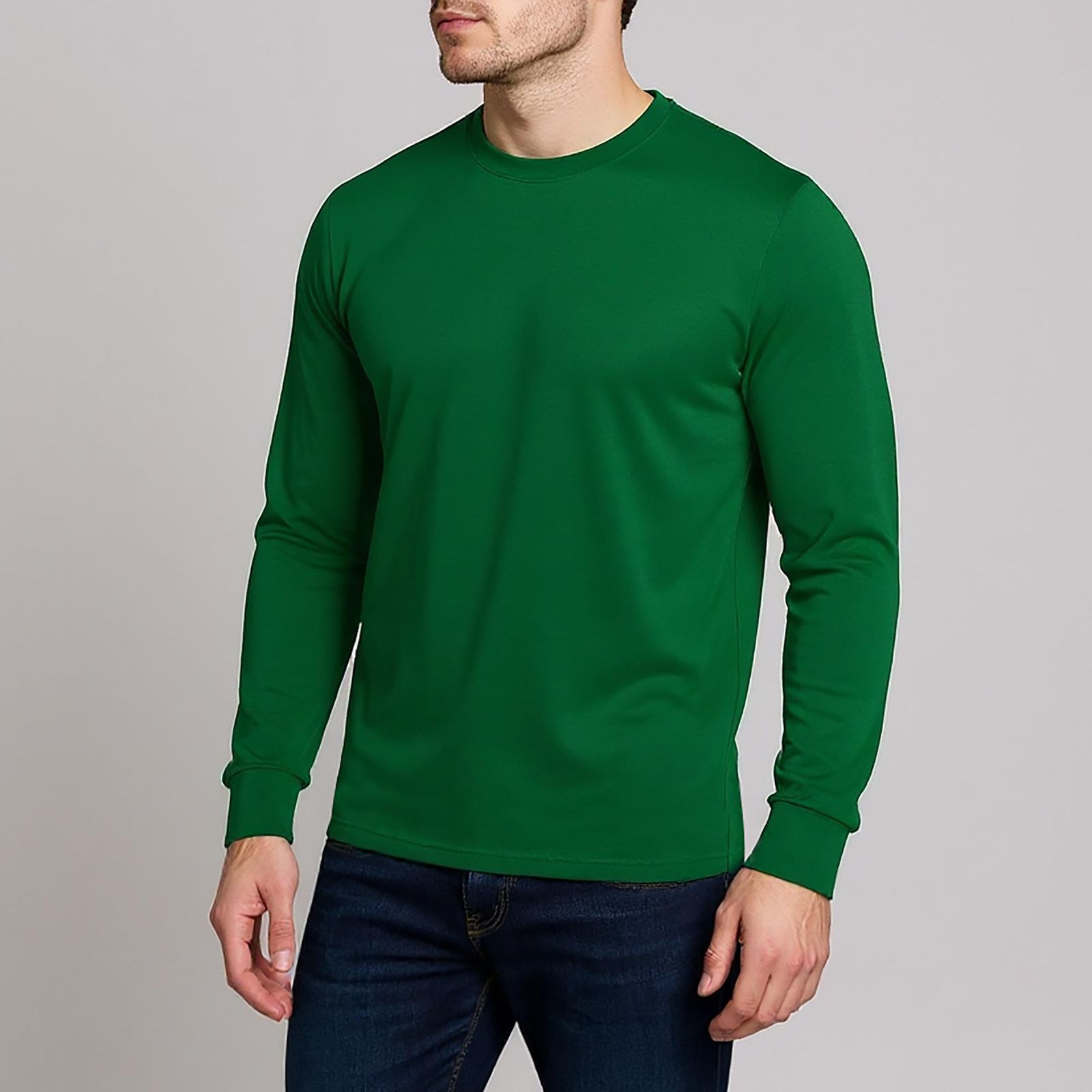 تی شرت آستین بلند مردانه رانژ مدل ساده 23RA05 - 411 سبز -  - 1