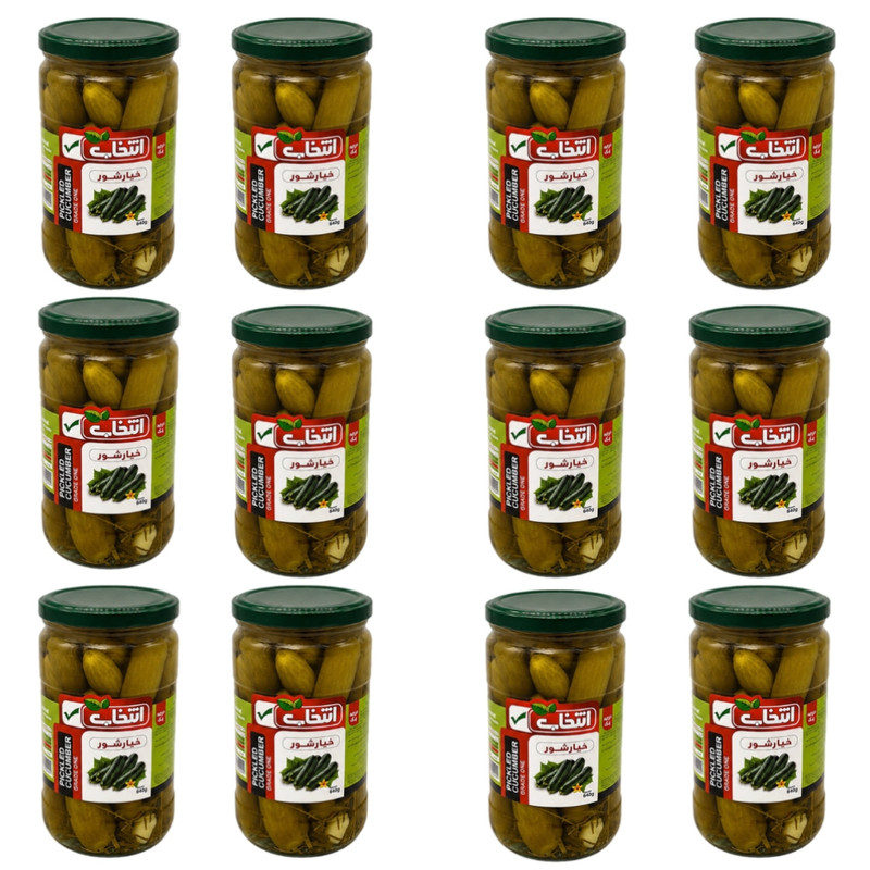 خیارشور درجه یک انتخاب - 640 گرم بسته 12 عددی