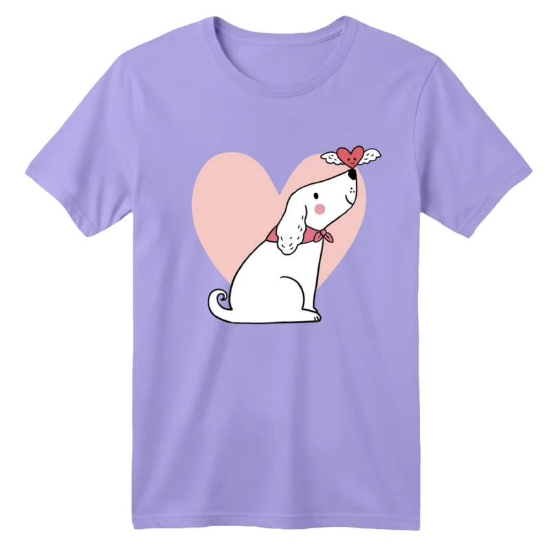 تی شرت آستین کوتاه بچگانه مدل سگ و قلب