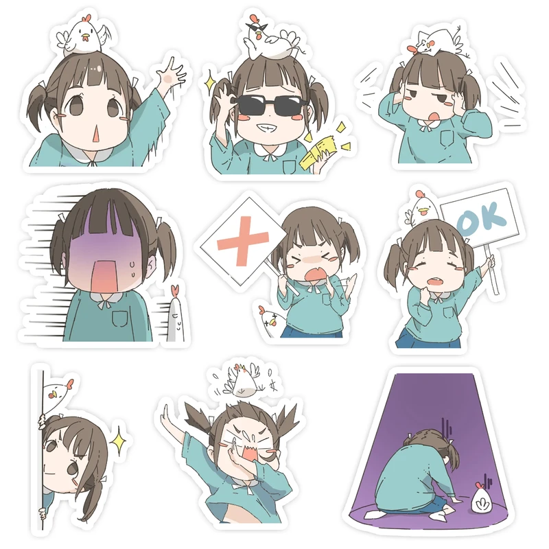 استیکر لپ تاپ و موبایل گوفی طرح دختر انیمه ای کد Anime girl 4 مجموعه 9 عددی