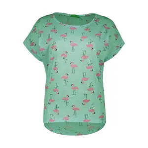  تی شرت آستین کوتاه زنانه میس اند تین طرح فلامینگو کد FU-34 