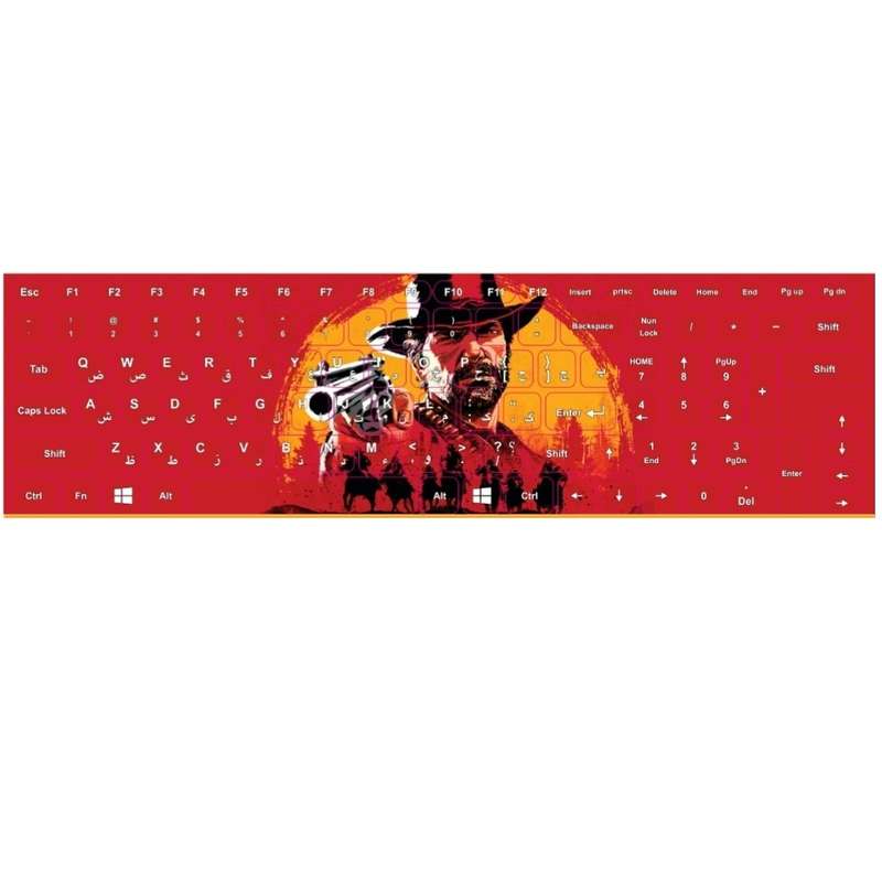 برچسب حروف فارسی کیبورد طرح RED DEAD کد 1
