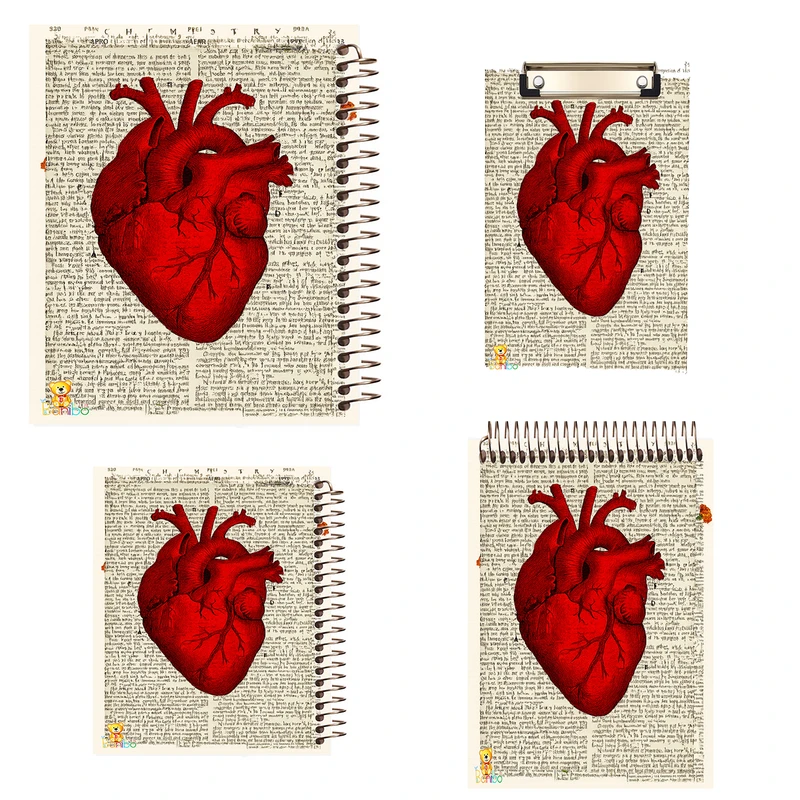 دفتر 100 برگ بانیبو مدل  قلب کد 2774 به همراه تخته شاسی بسته 4 عددی